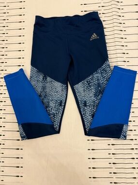 adidas Girls' Techfit Wow Tights Navy & Royal Blue Snake-Print Athletic Leggings